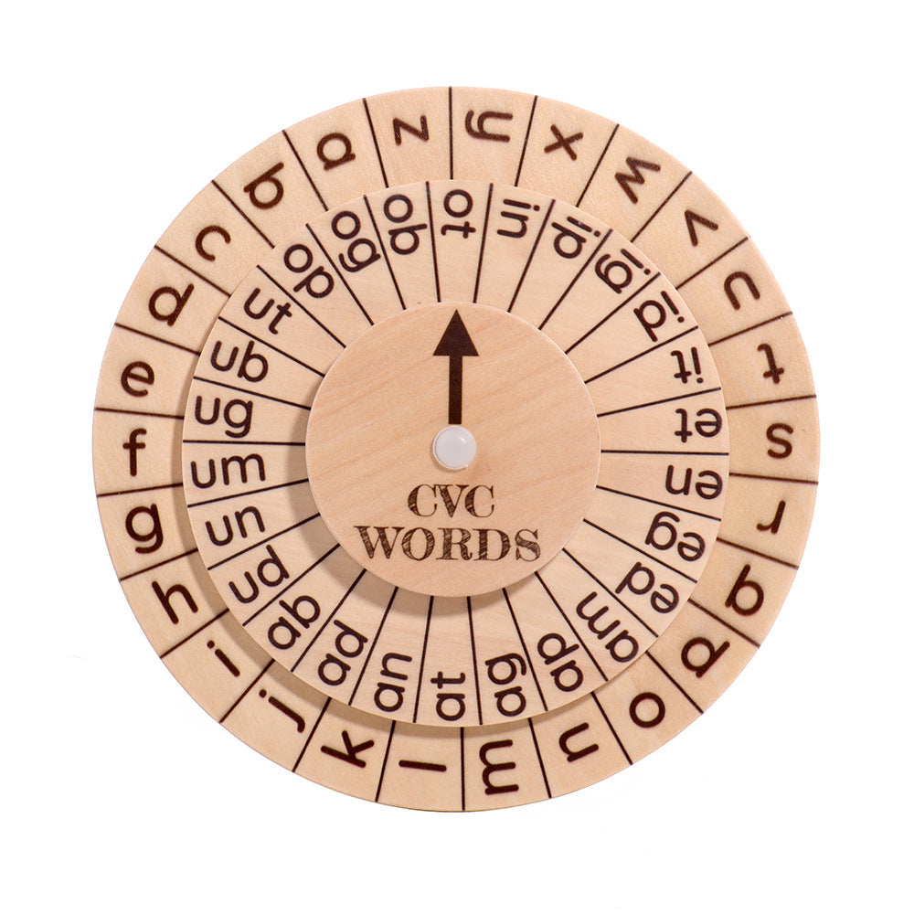 Wooden Phonics Spinning Wheel for Early Spelling Skills