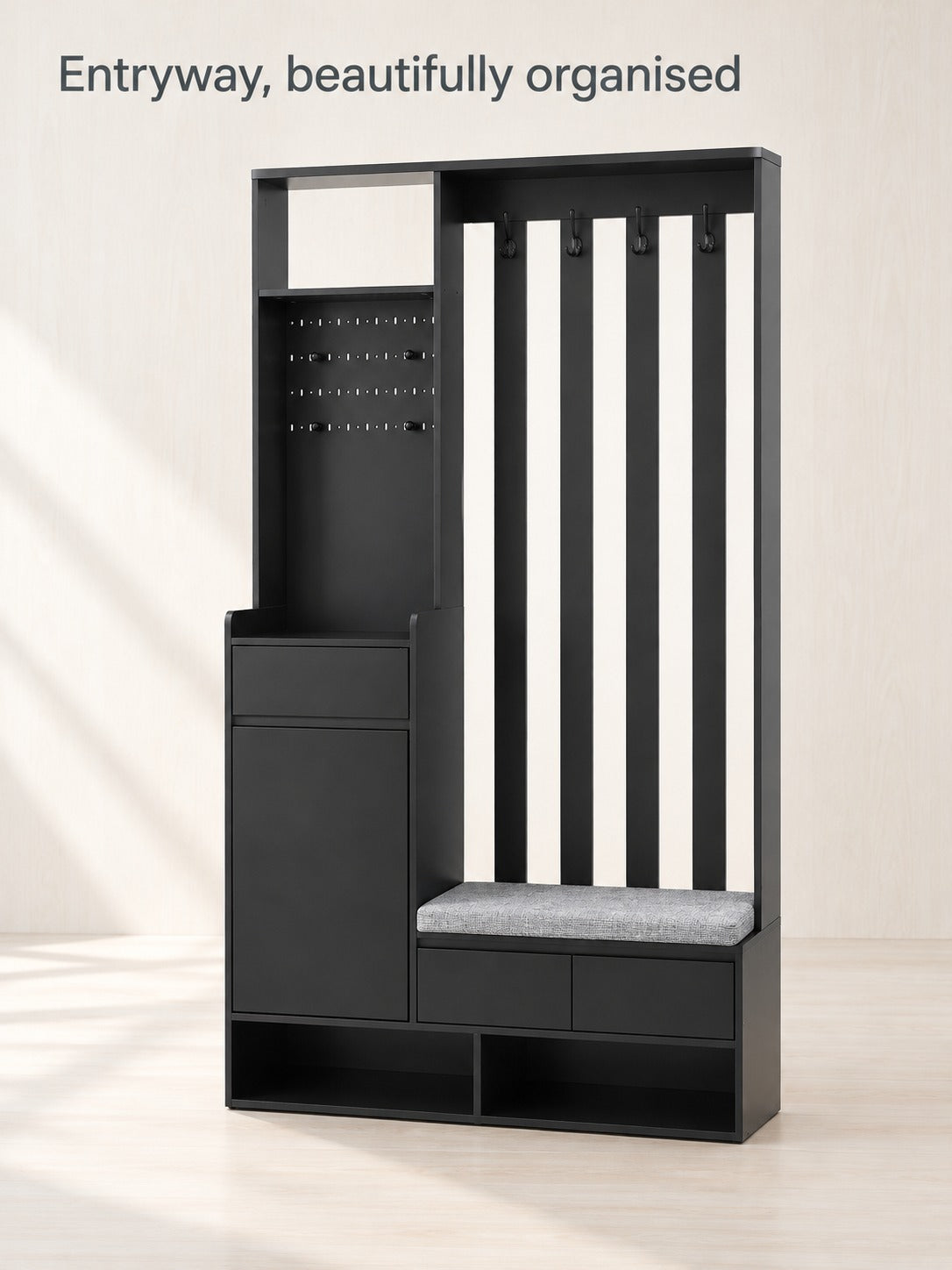 Entryway Hall Tree with Shoe Storage and Bench Seat