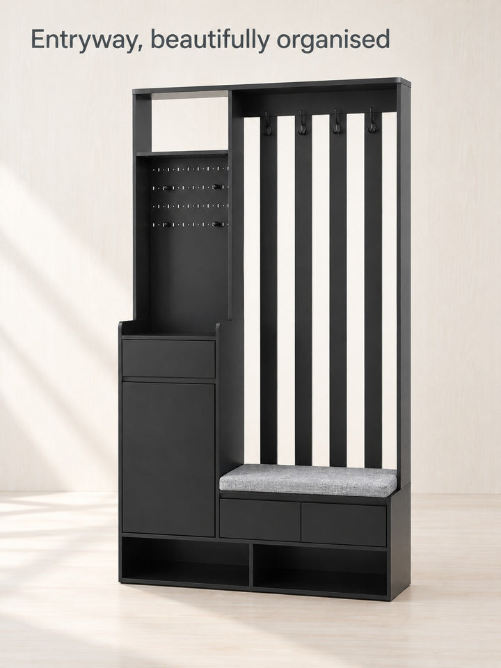 Entryway Hall Tree with Shoe Storage and Bench Seat