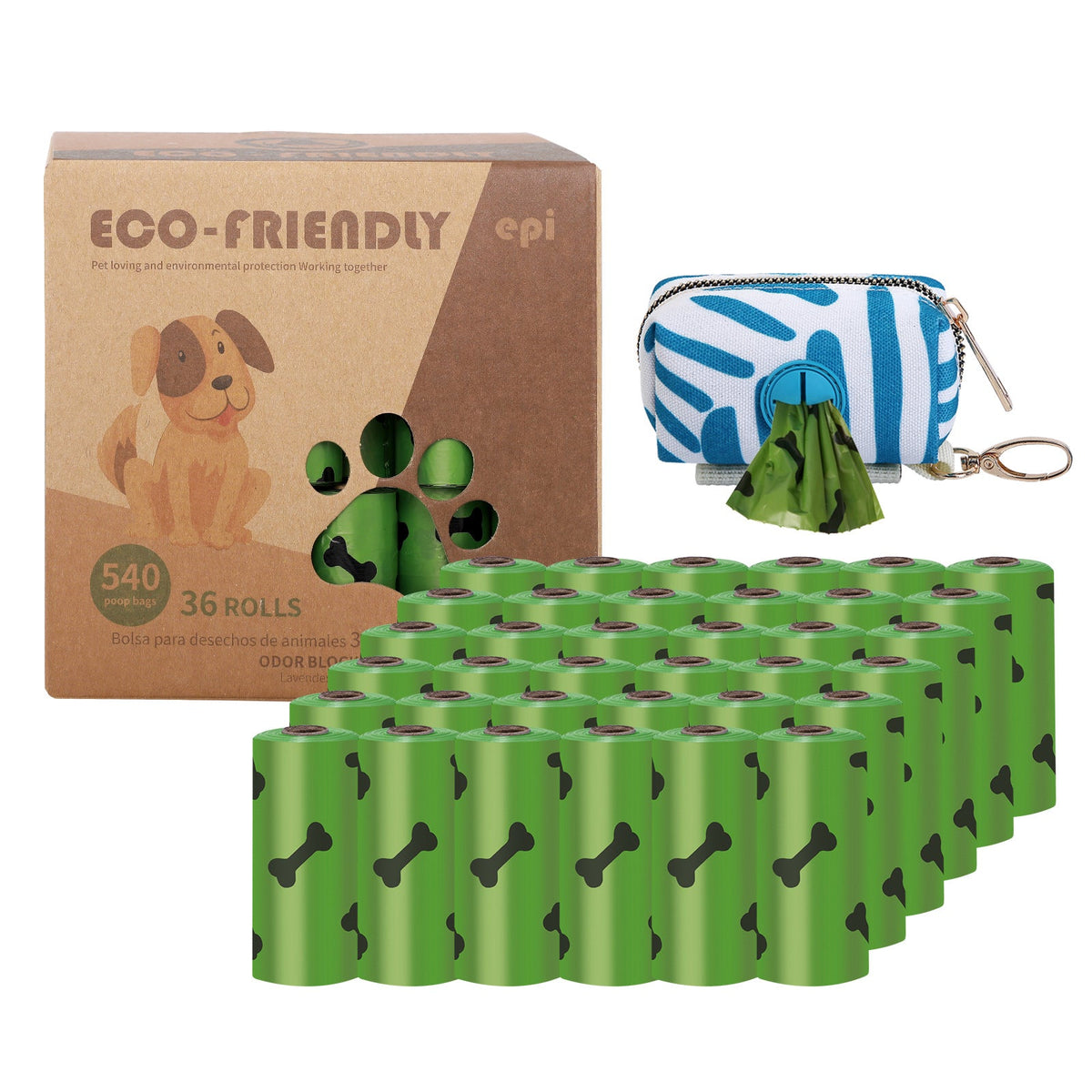 Eco-Friendly Dog Poop Bags with Handy Leash Dispenser
