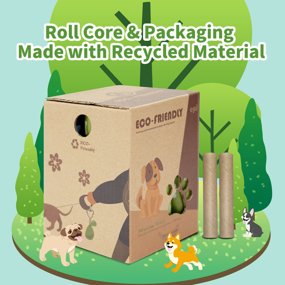 Eco-Friendly Dog Poop Bags with Handy Leash Dispenser