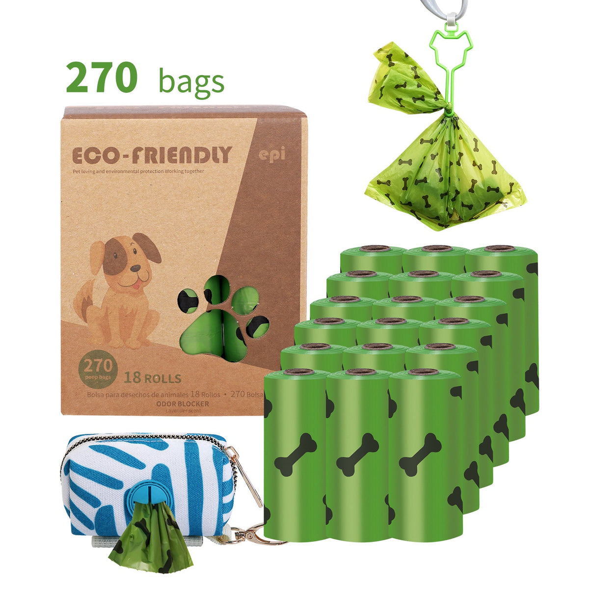 Eco-Friendly Dog Poop Bags with Handy Leash Dispenser