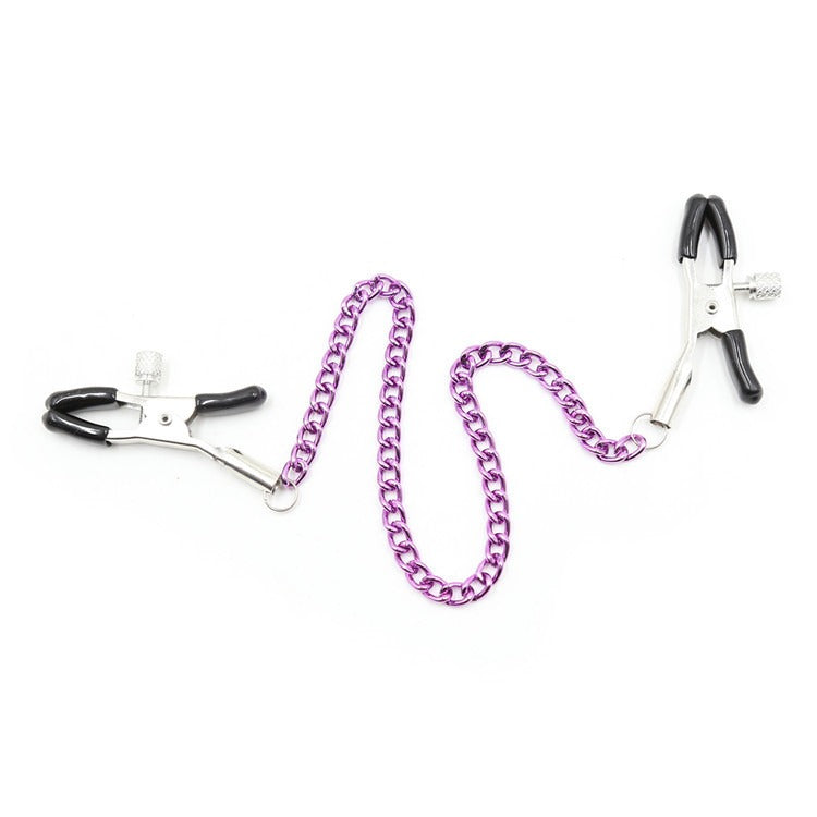 Nipple Clamps with Chain for Adjustable Intimate Play