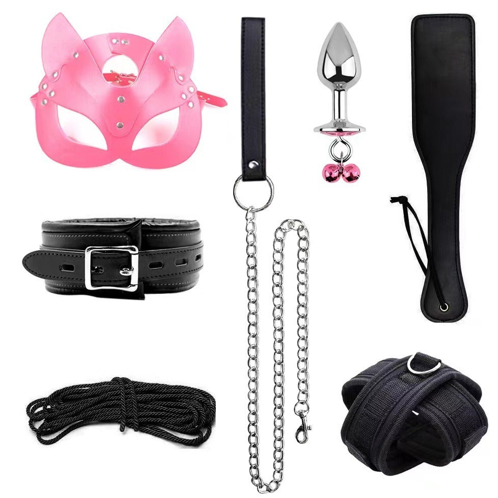 Leather Bondage Restraint Set With Sensory Accessories
