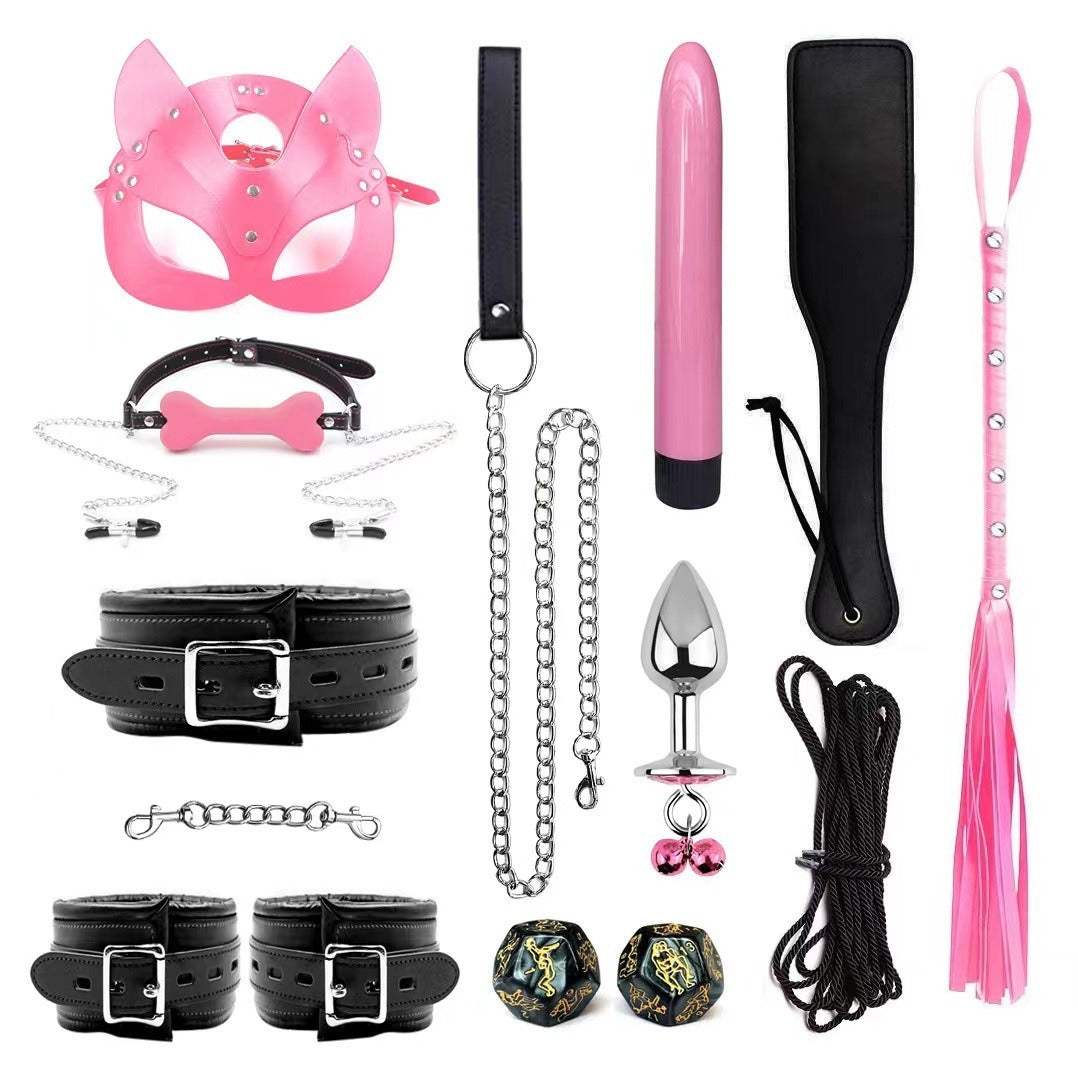 Leather Bondage Restraint Set With Sensory Accessories