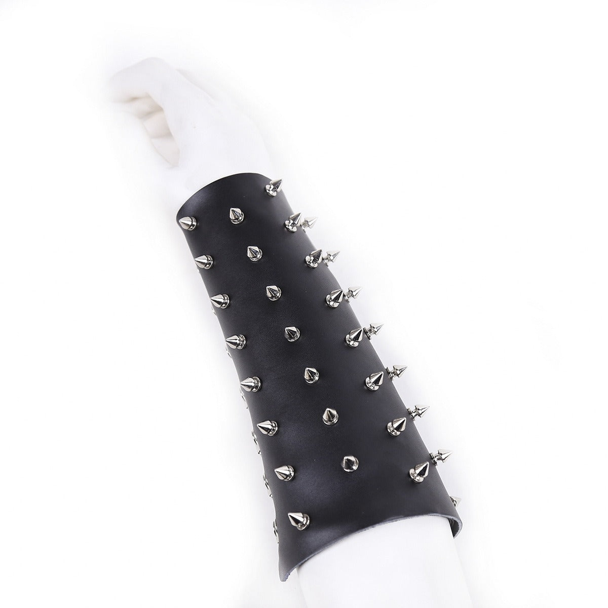 Studded Bondage Forearm Cuff With Adjustable Lace-Up Fit