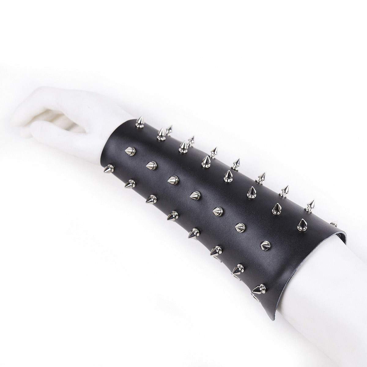 Studded Bondage Forearm Cuff With Adjustable Lace-Up Fit