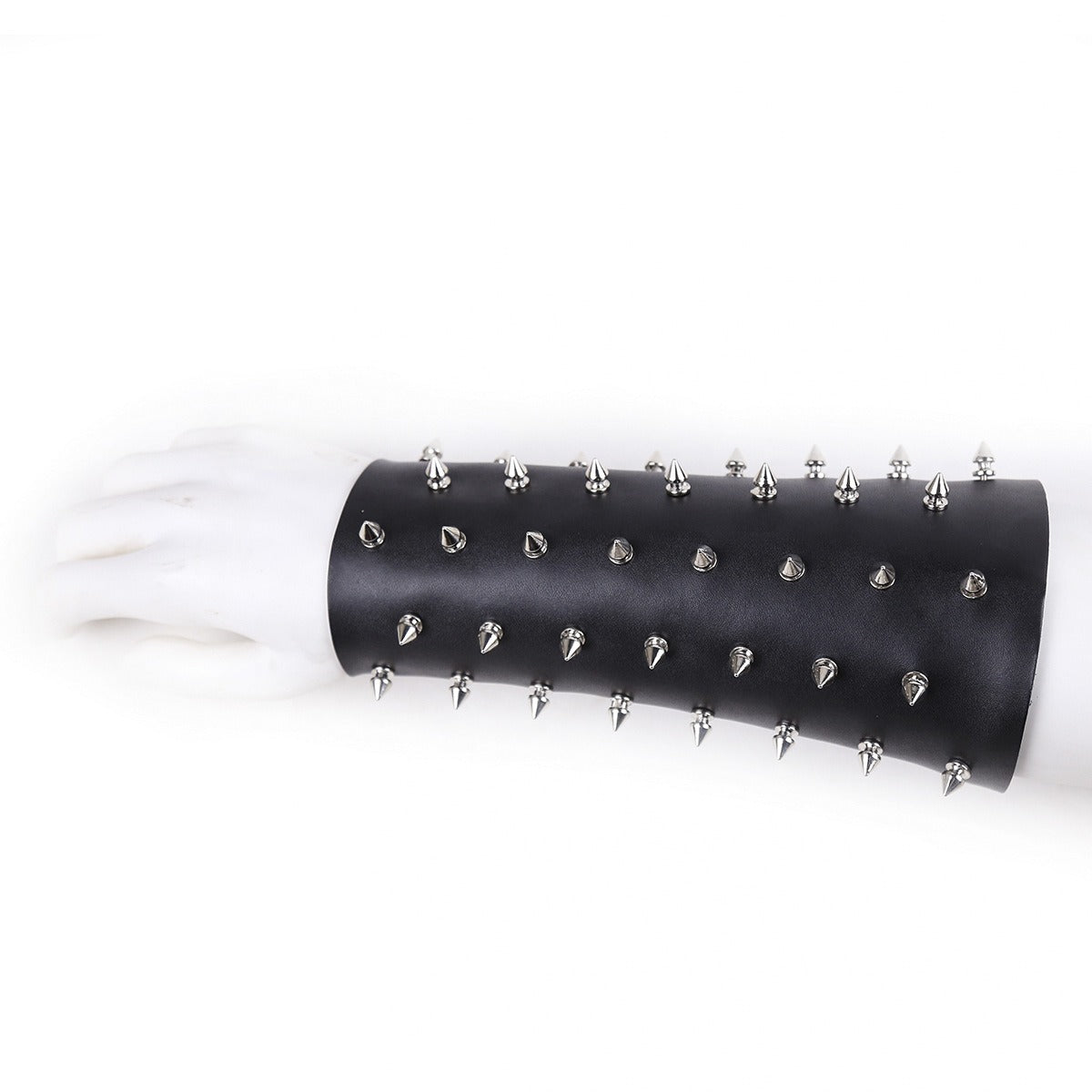 Studded Bondage Forearm Cuff With Adjustable Lace-Up Fit
