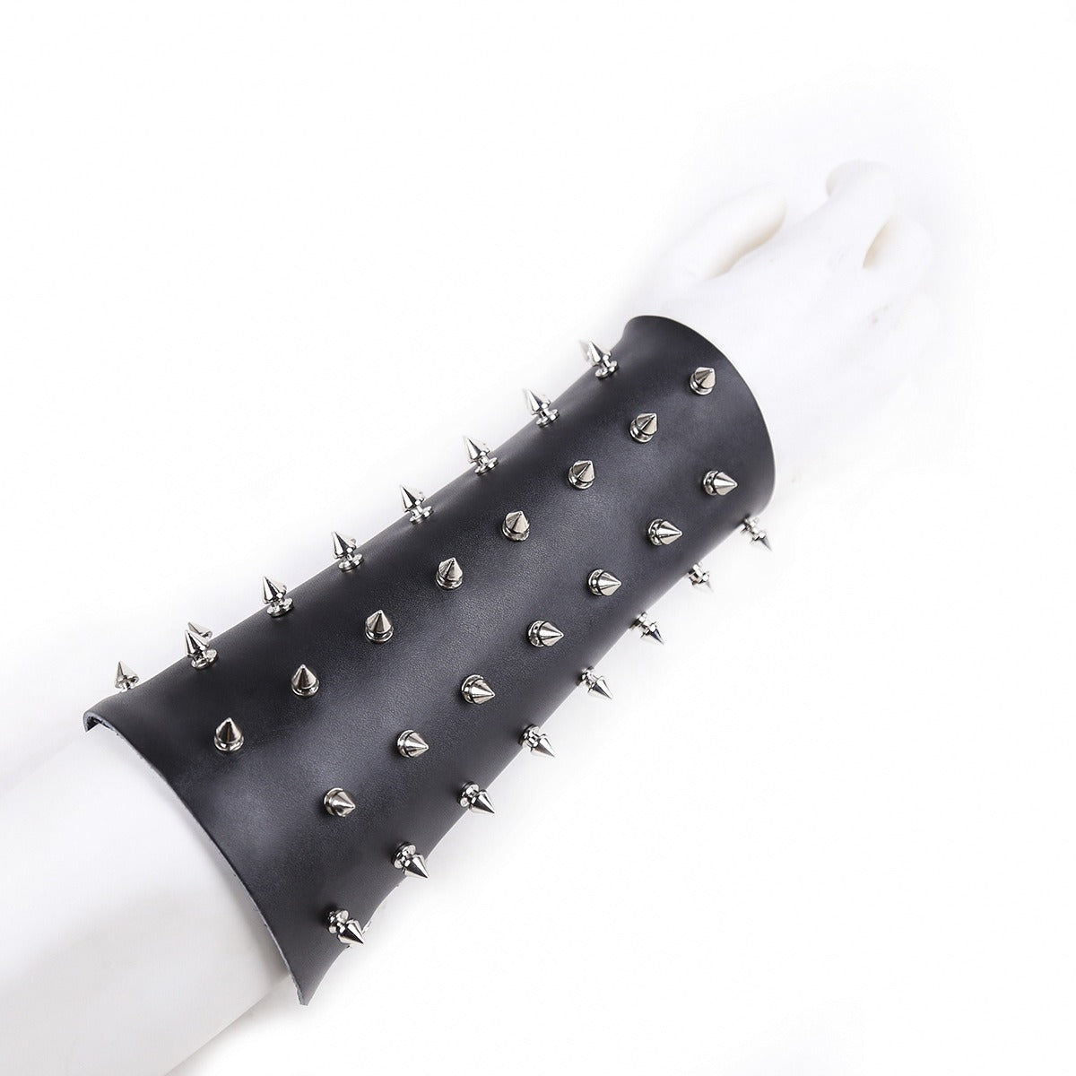 Studded Bondage Forearm Cuff With Adjustable Lace-Up Fit