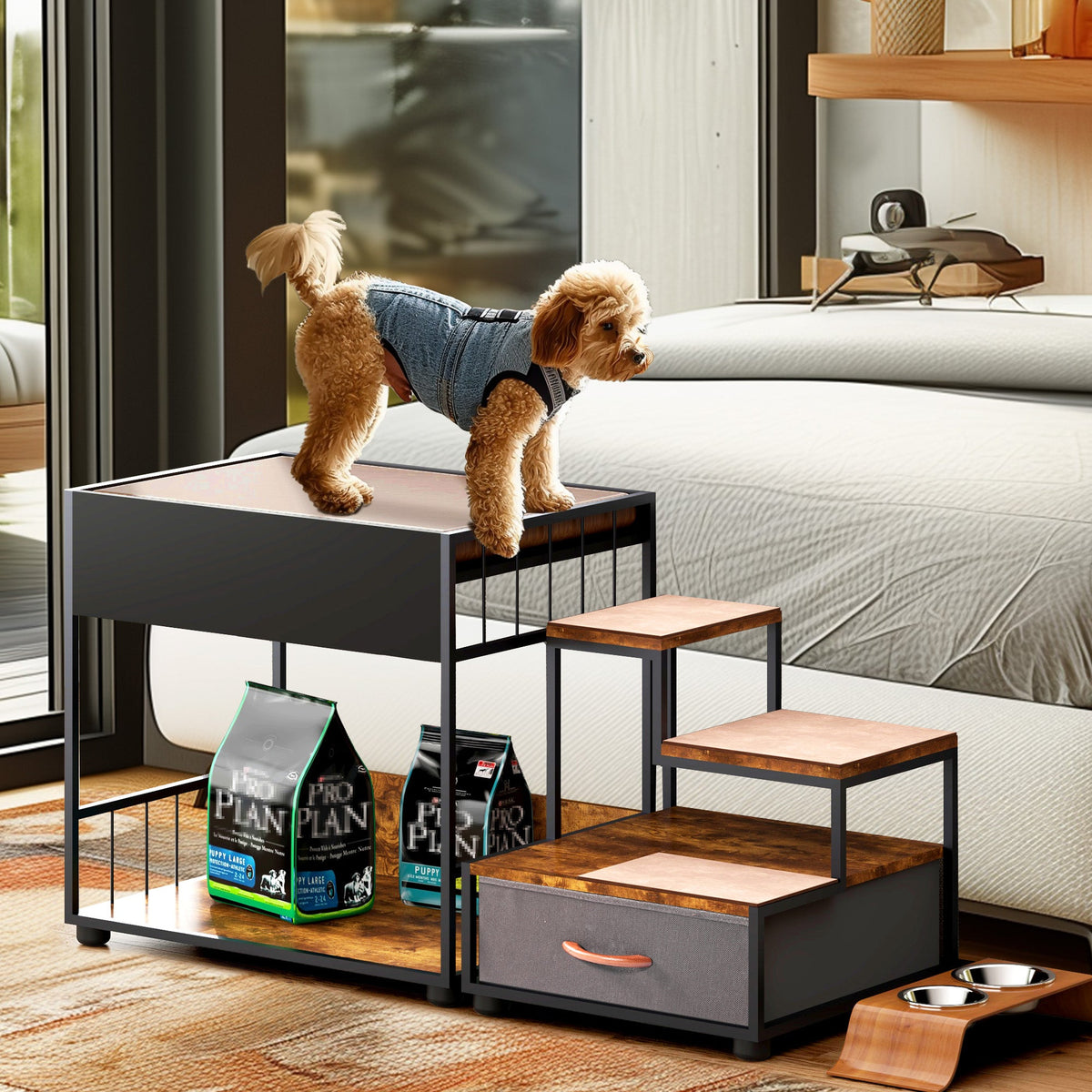 Elevated Dog Bed Window Perch With Storage Platform