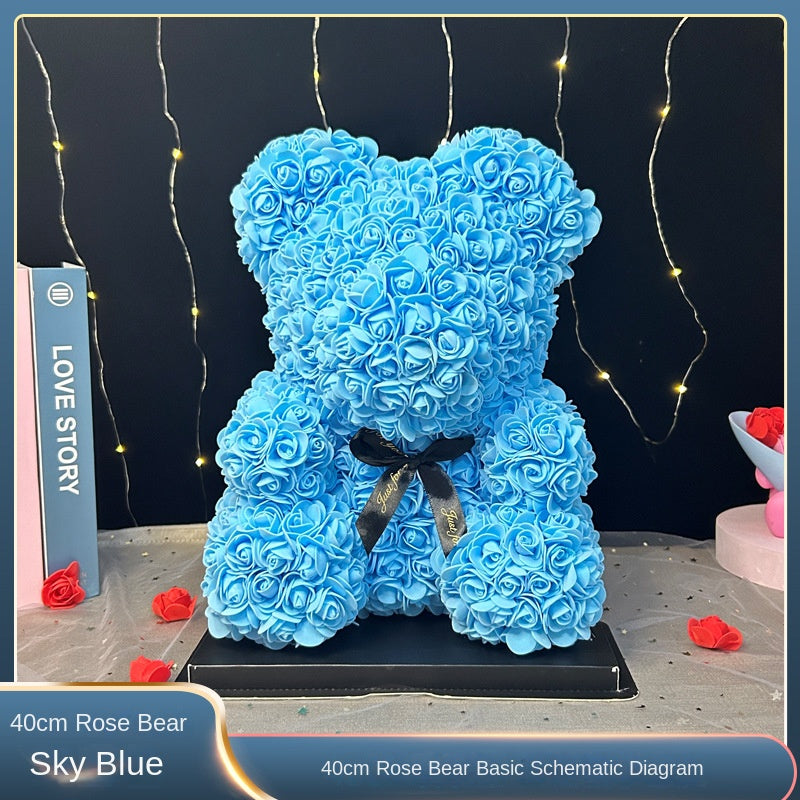 40cm Rose Bear Gift with Long-Lasting Light-Up Display