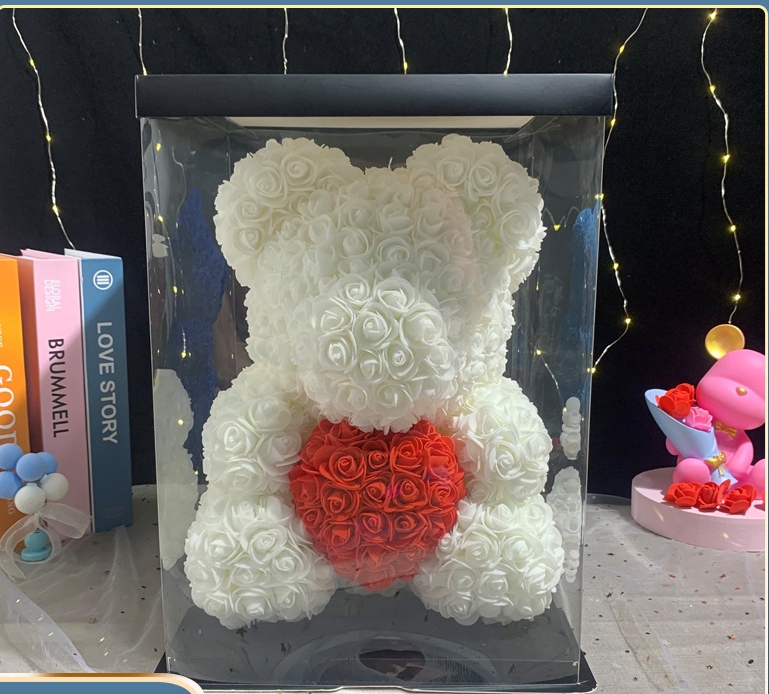 40cm Rose Bear Gift with Long-Lasting Light-Up Display