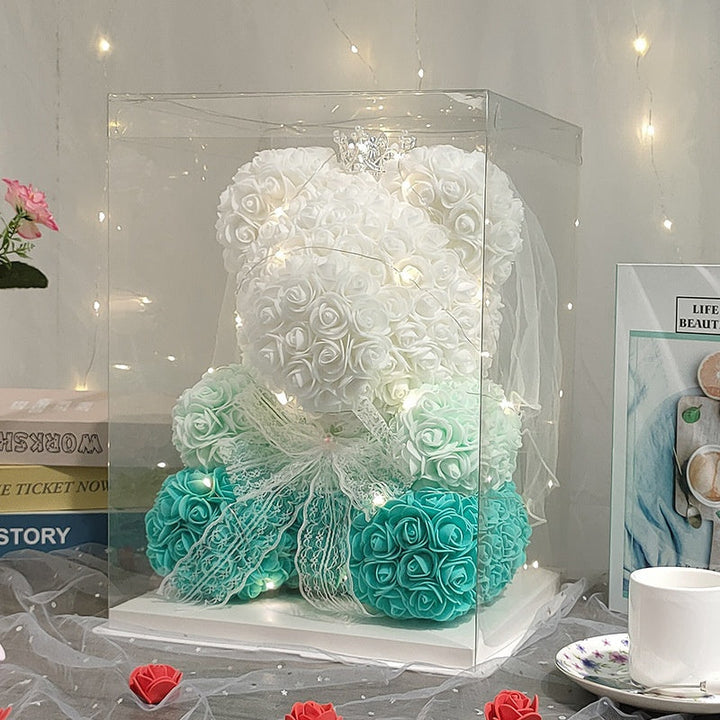 40cm Rose Bear Gift with Long-Lasting Light-Up Display