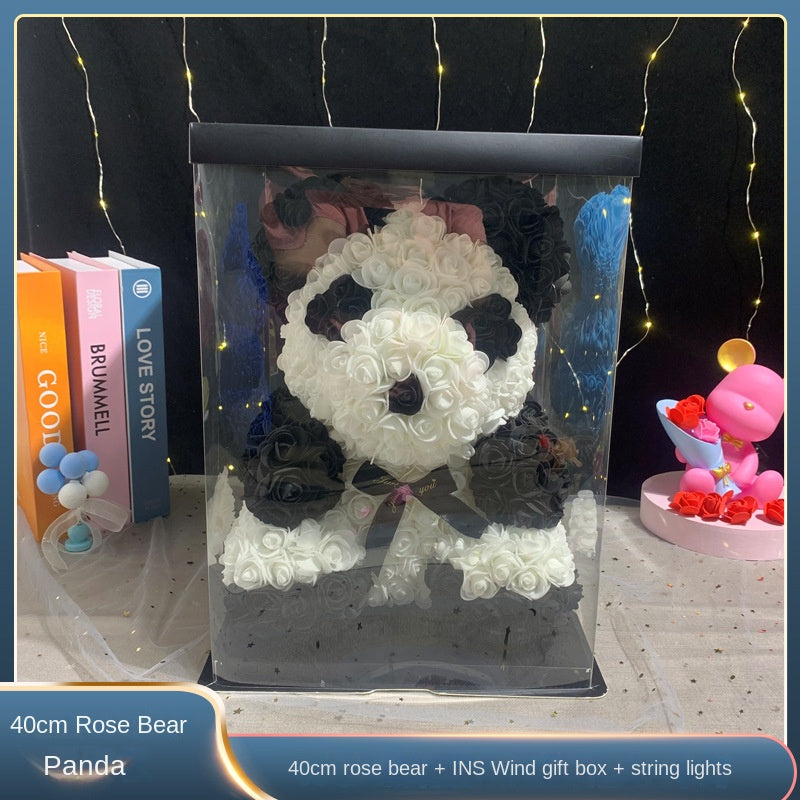 40cm Rose Bear Gift with Long-Lasting Light-Up Display