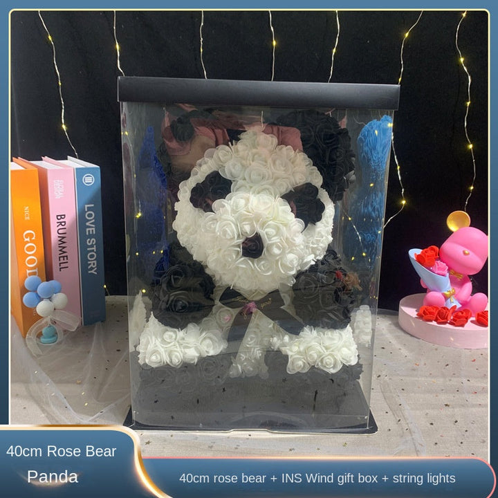 40cm Rose Bear Gift with Long-Lasting Light-Up Display