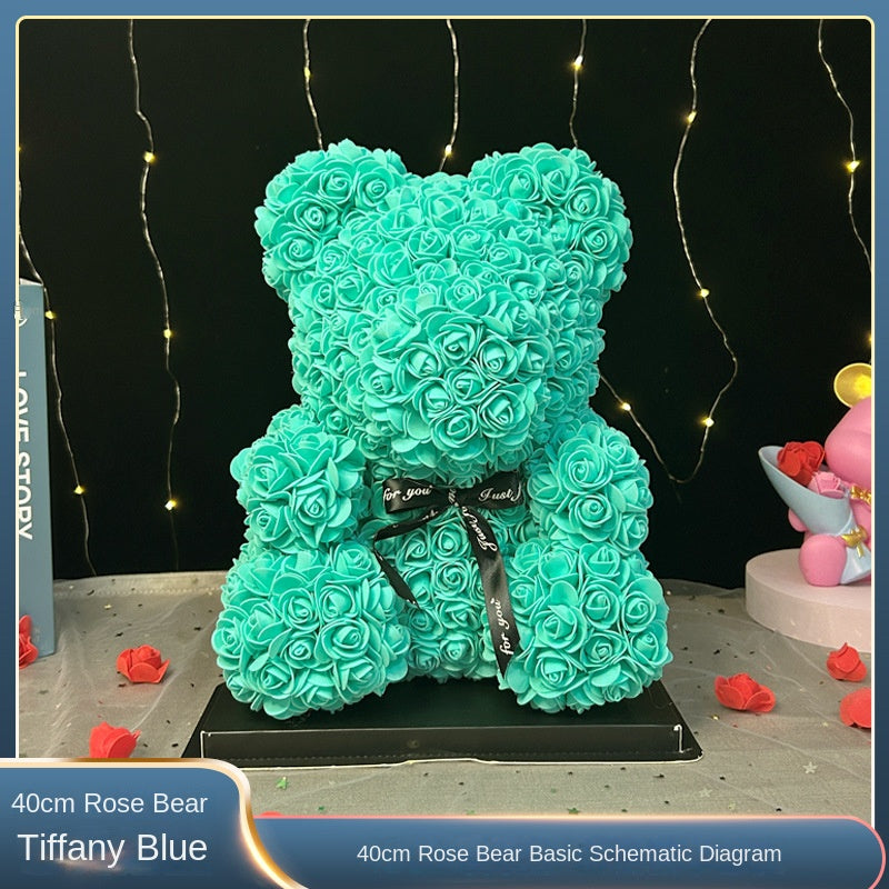 40cm Rose Bear Gift with Long-Lasting Light-Up Display