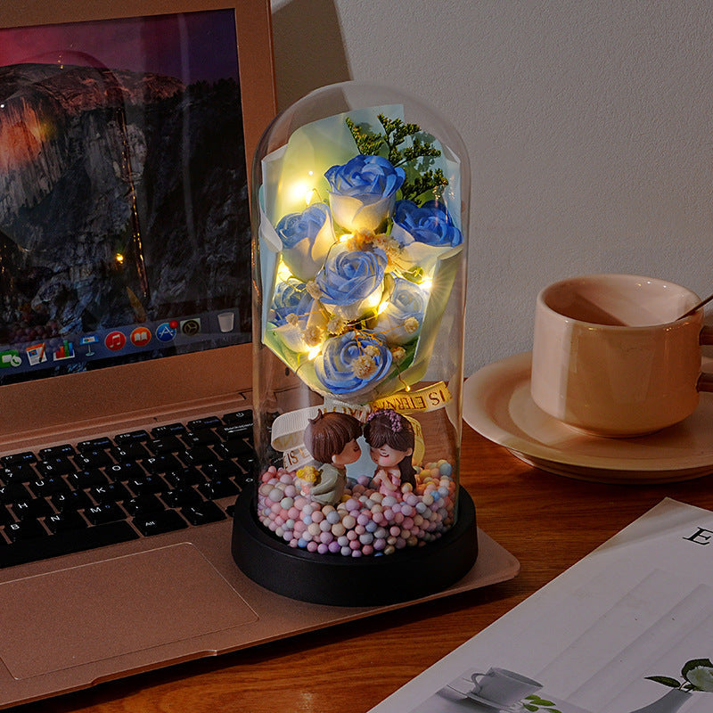 Eternal Rose Bouquet Glass Dome Night Light Gift