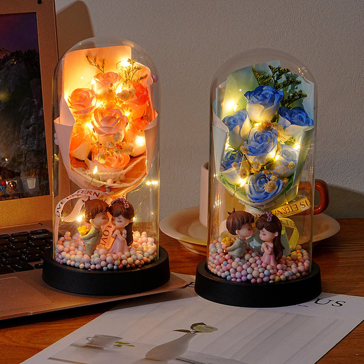 Eternal Rose Bouquet Glass Dome Night Light Gift