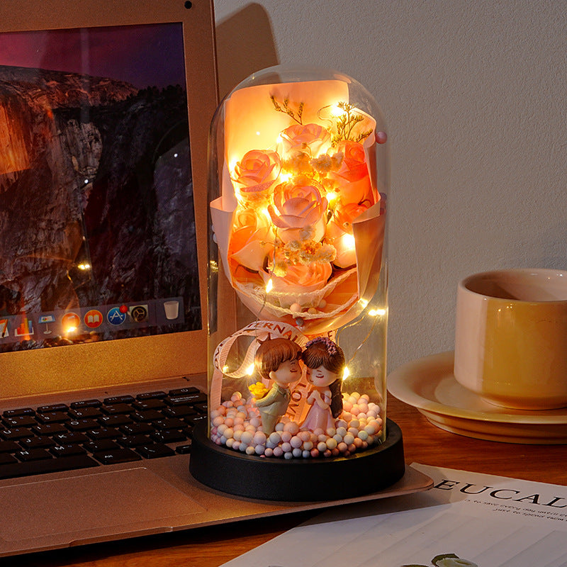 Eternal Rose Bouquet Glass Dome Night Light Gift