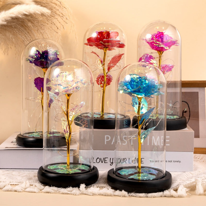 Eternal Rose Glass Lamp – Glowing Romantic Keepsake