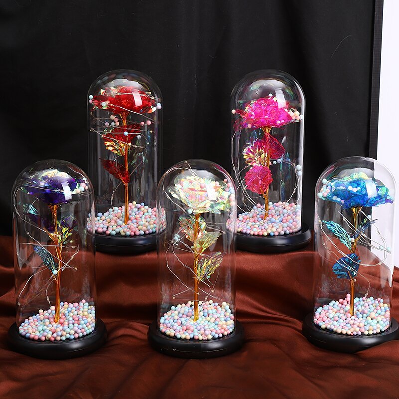 Eternal Rose Glass Lamp – Glowing Romantic Keepsake