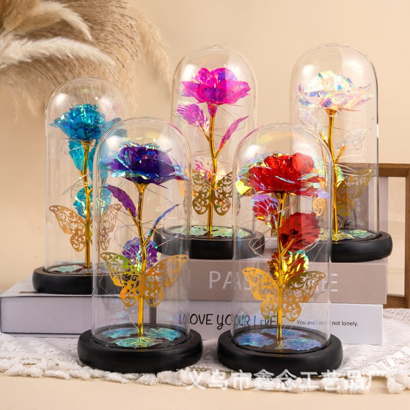 Eternal Rose Glass Lamp – Glowing Romantic Keepsake