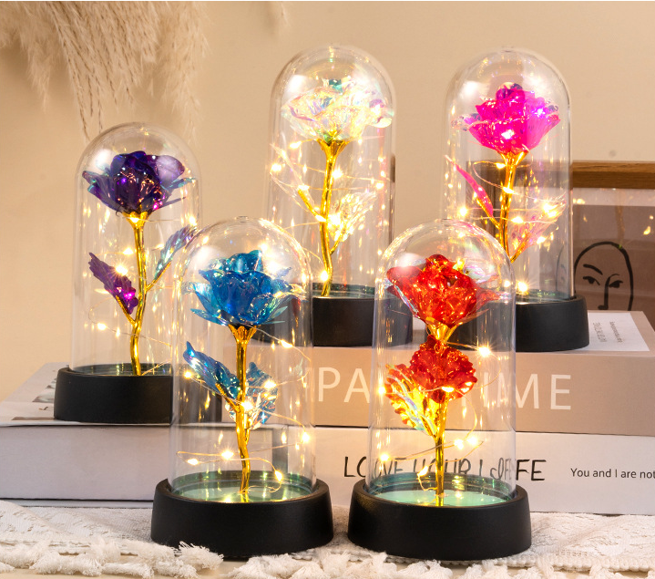 Eternal Rose Glass Lamp – Glowing Romantic Keepsake