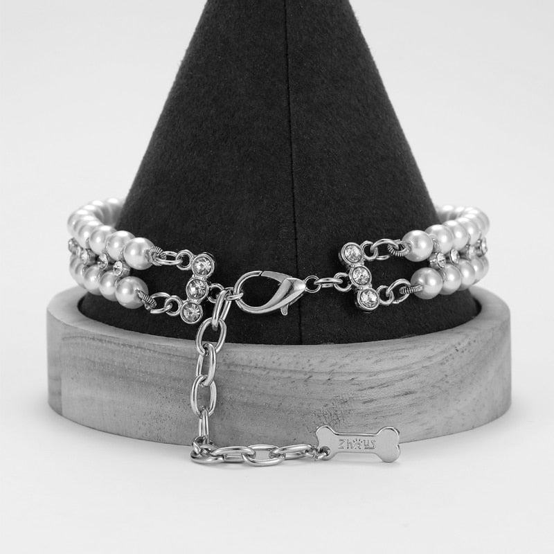 Pet Pearl Rhinestone Collar for Weddings and Photos