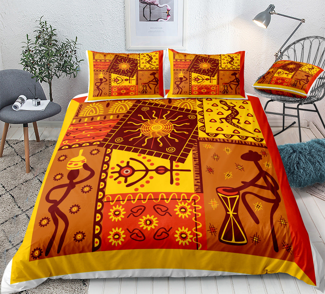 Bohemian Plaid Quilt Cover Set for Colorful Bedrooms