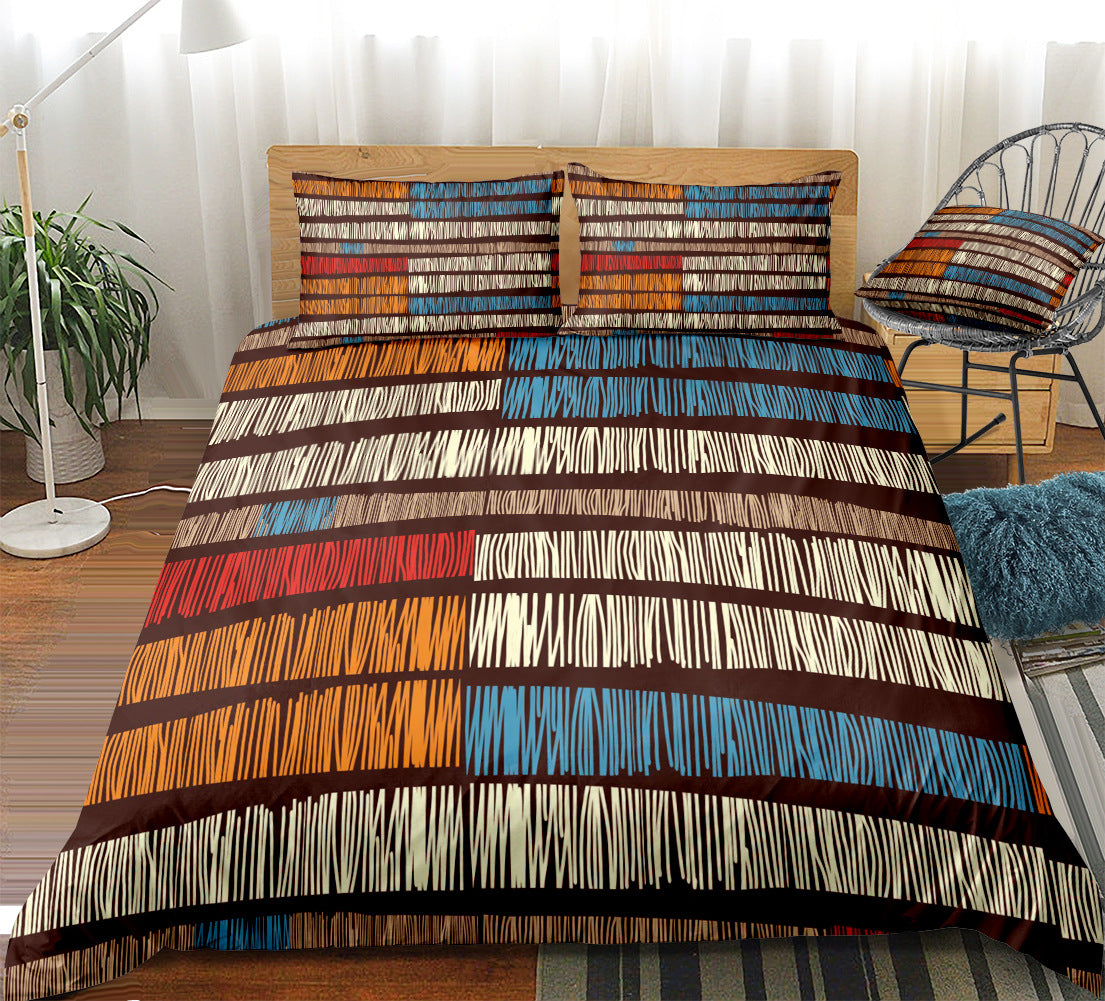 Bohemian Plaid Quilt Cover Set for Colorful Bedrooms