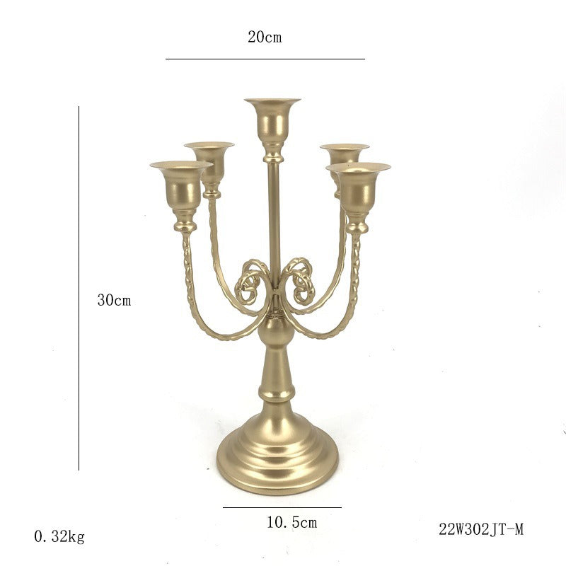 European Iron Candlestick Centerpiece, Antique Gold