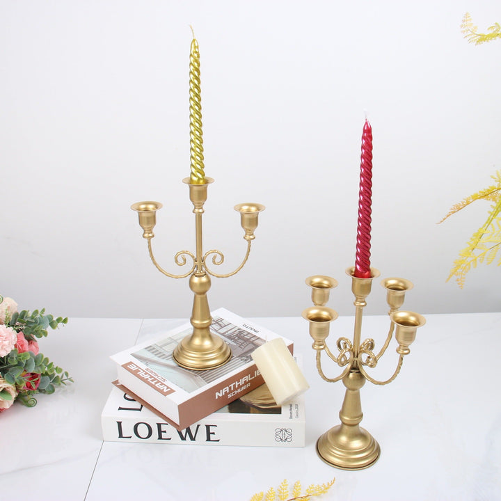 European Iron Candlestick Centerpiece, Antique Gold