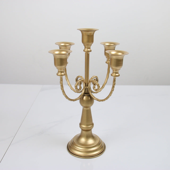 European Iron Candlestick Centerpiece, Antique Gold