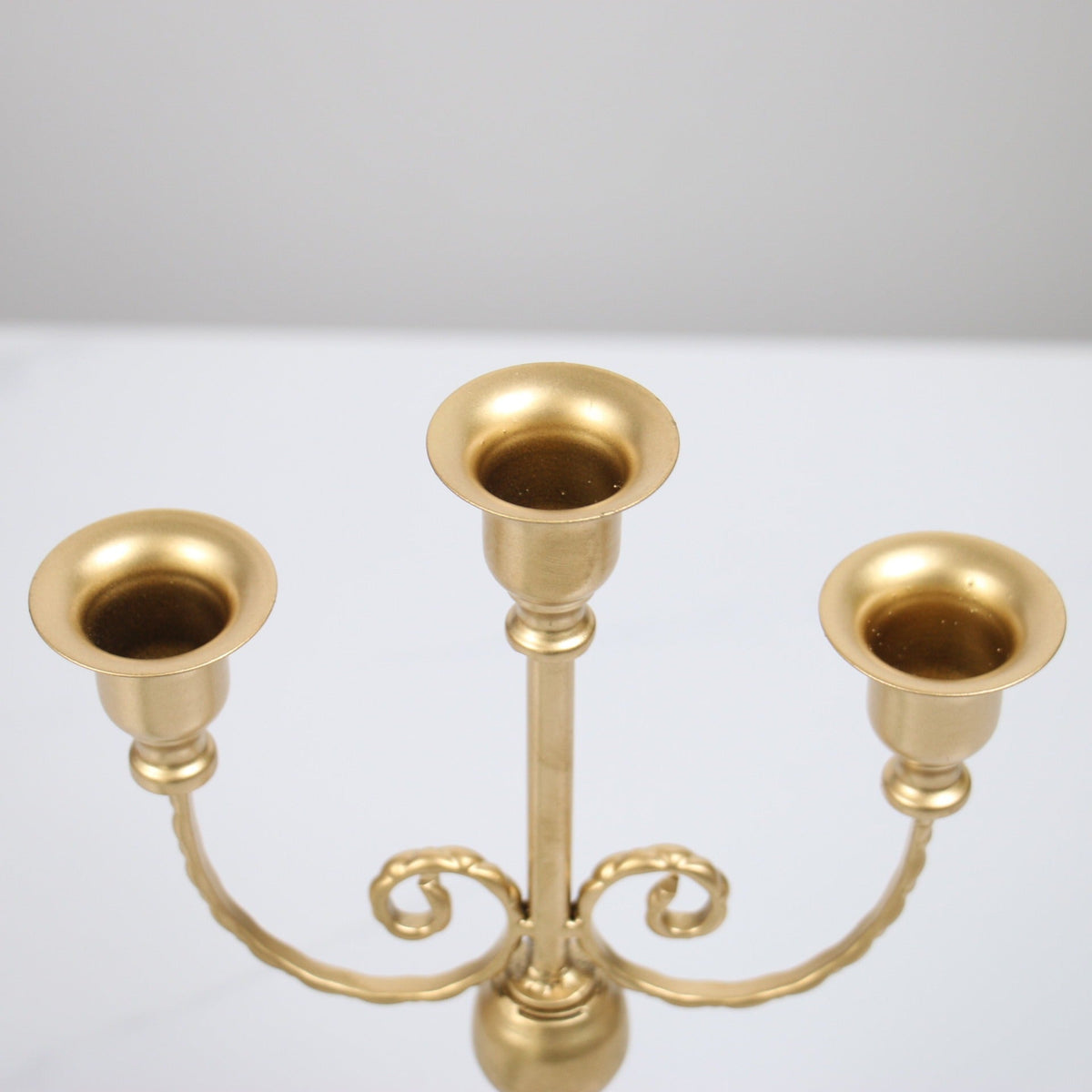 European Iron Candlestick Centerpiece, Antique Gold