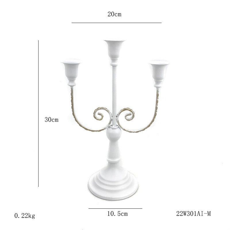 European Iron Candlestick Centerpiece, Antique Gold
