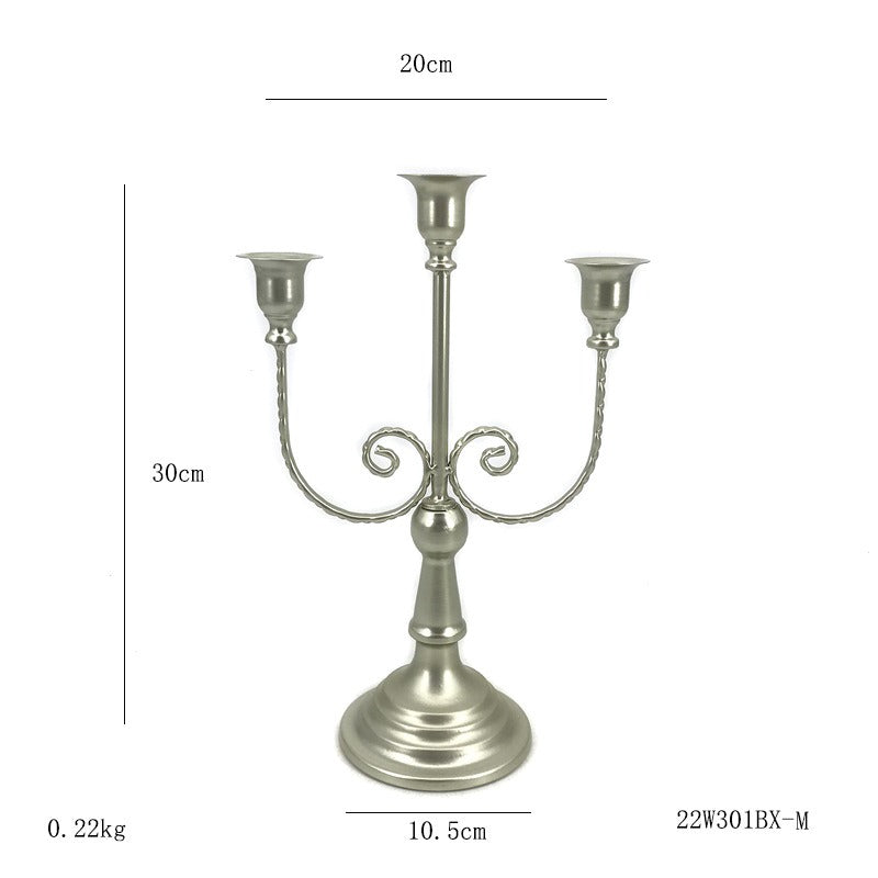 European Iron Candlestick Centerpiece, Antique Gold