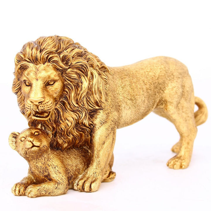Lion and Cub Resin Statue – Regal Family Home Decor