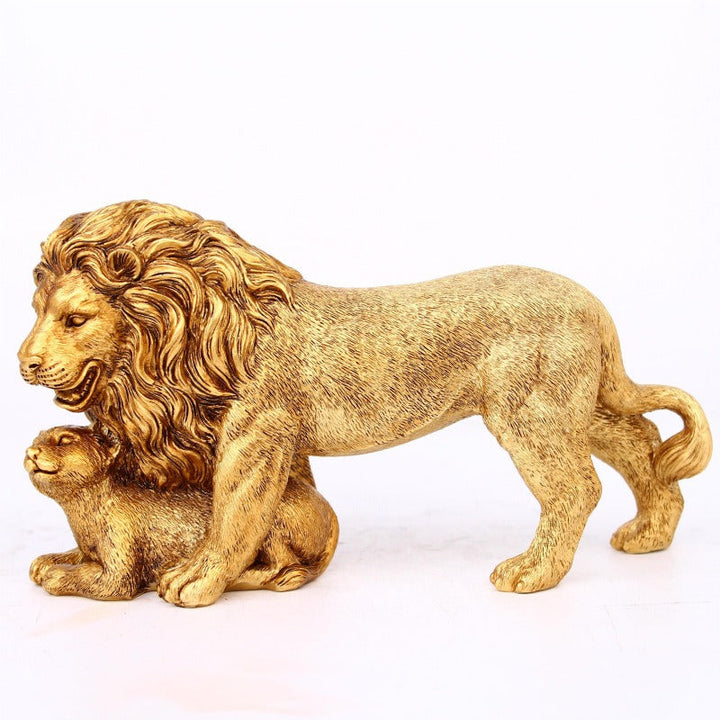 Lion and Cub Resin Statue – Regal Family Home Decor