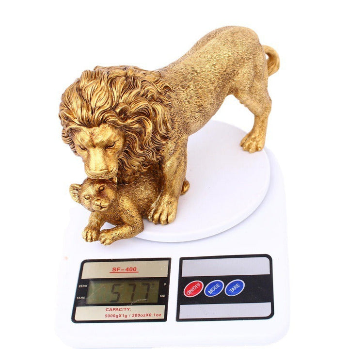 Lion and Cub Resin Statue – Regal Family Home Decor