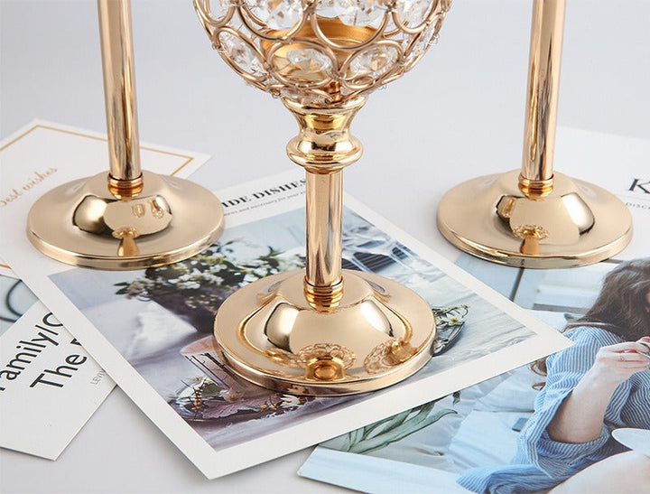 Crystal Gold Candlestick Holders for Elegant Tables
