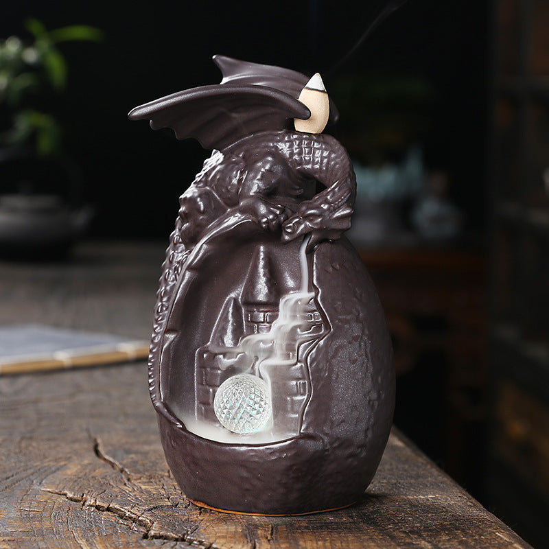 Ceramic Backflow Incense Burner for Dragon Ambiance
