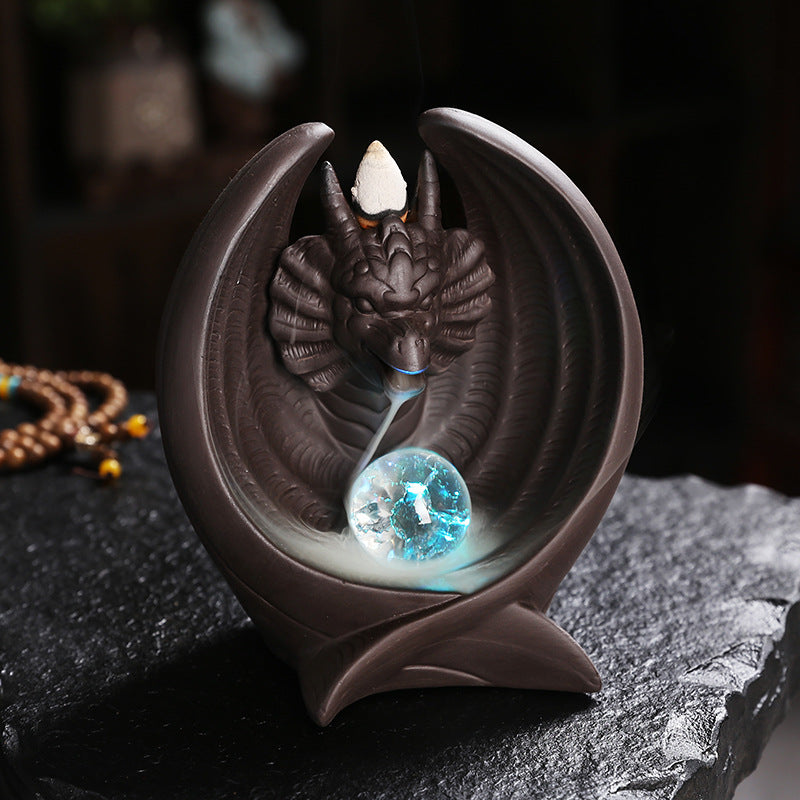 Purple Sand Backflow Incense Burner With Glowing LED Orb
