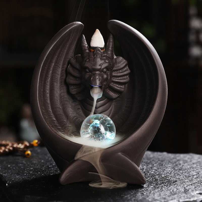 Purple Sand Backflow Incense Burner With Glowing LED Orb