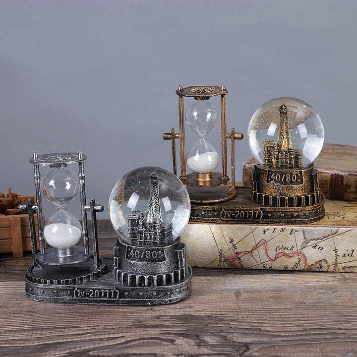European Hourglass Desk Ornament With Vintage Charm