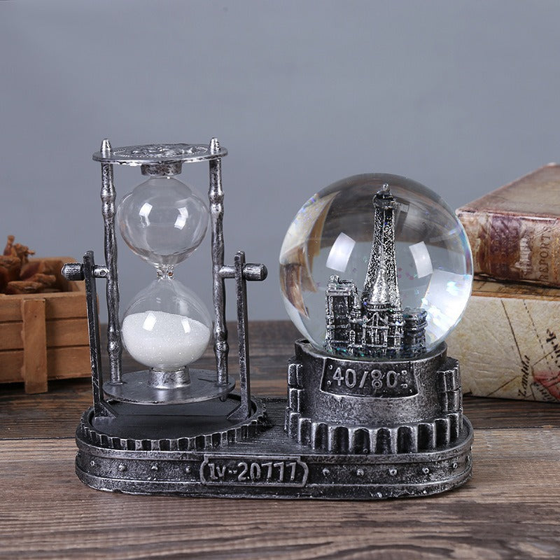 European Hourglass Desk Ornament With Vintage Charm