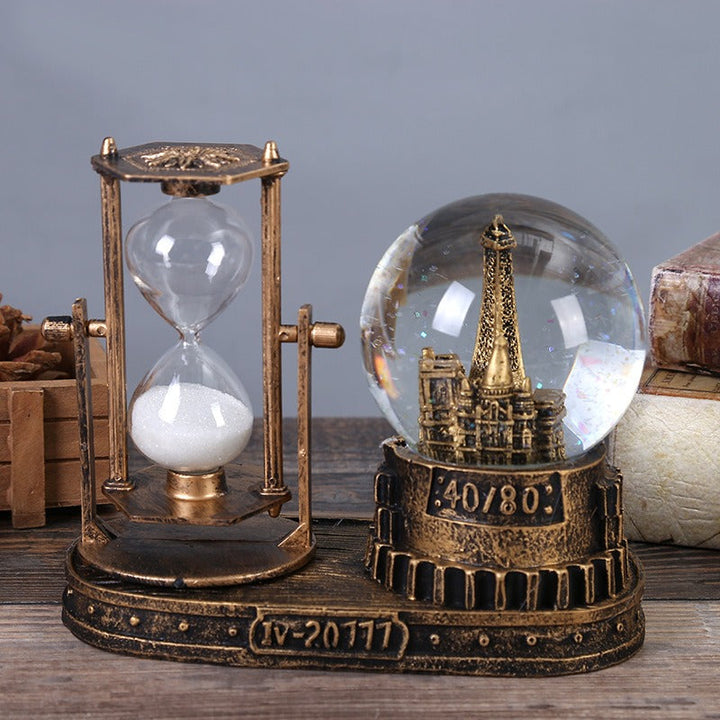 European Hourglass Desk Ornament With Vintage Charm