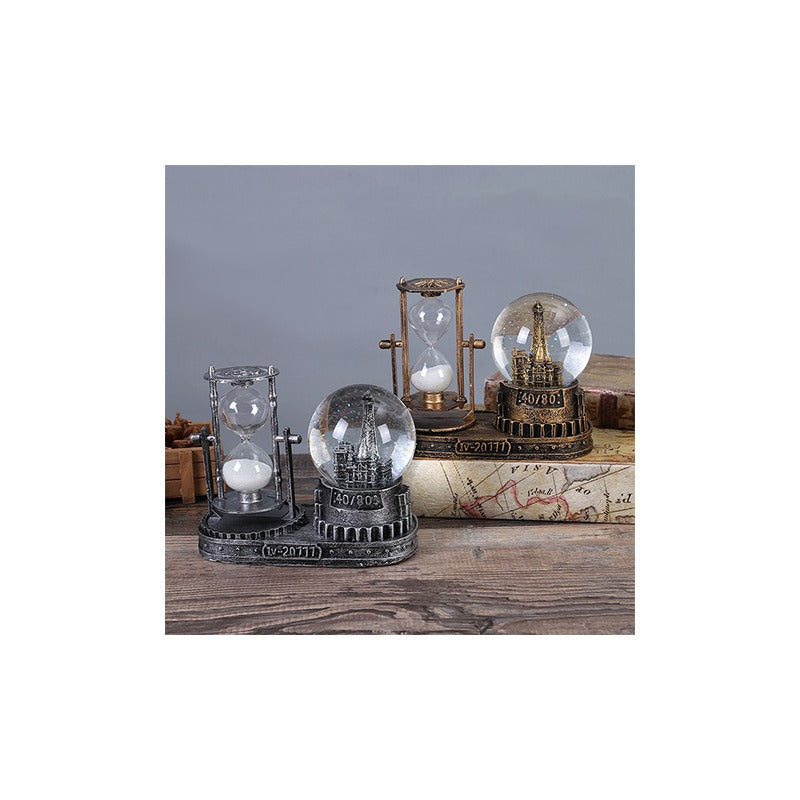 European Hourglass Desk Ornament With Vintage Charm