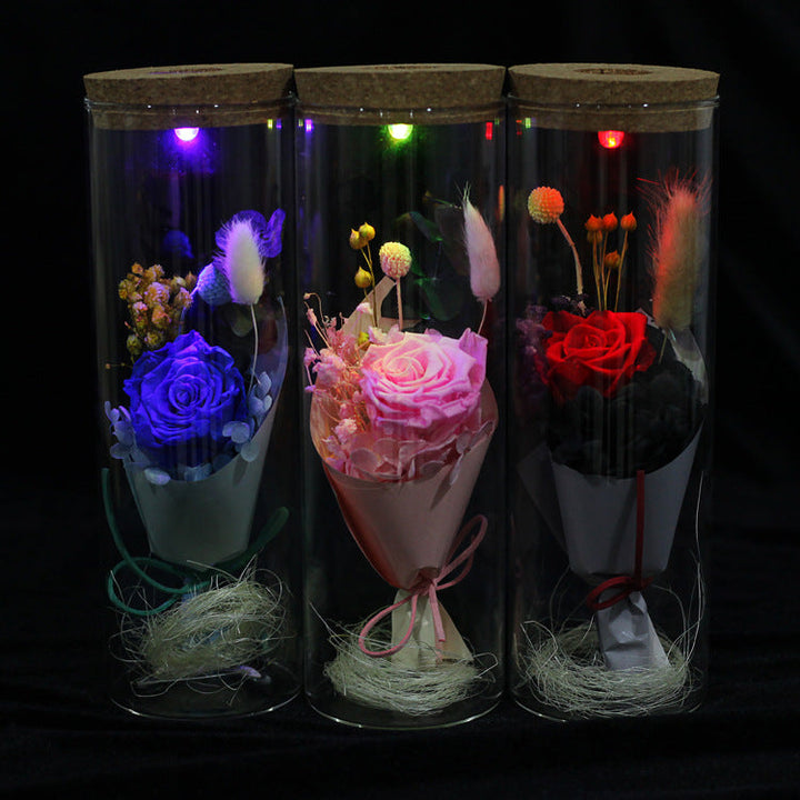 Everlasting Rose Wishing Bottle With Soft LED Lights