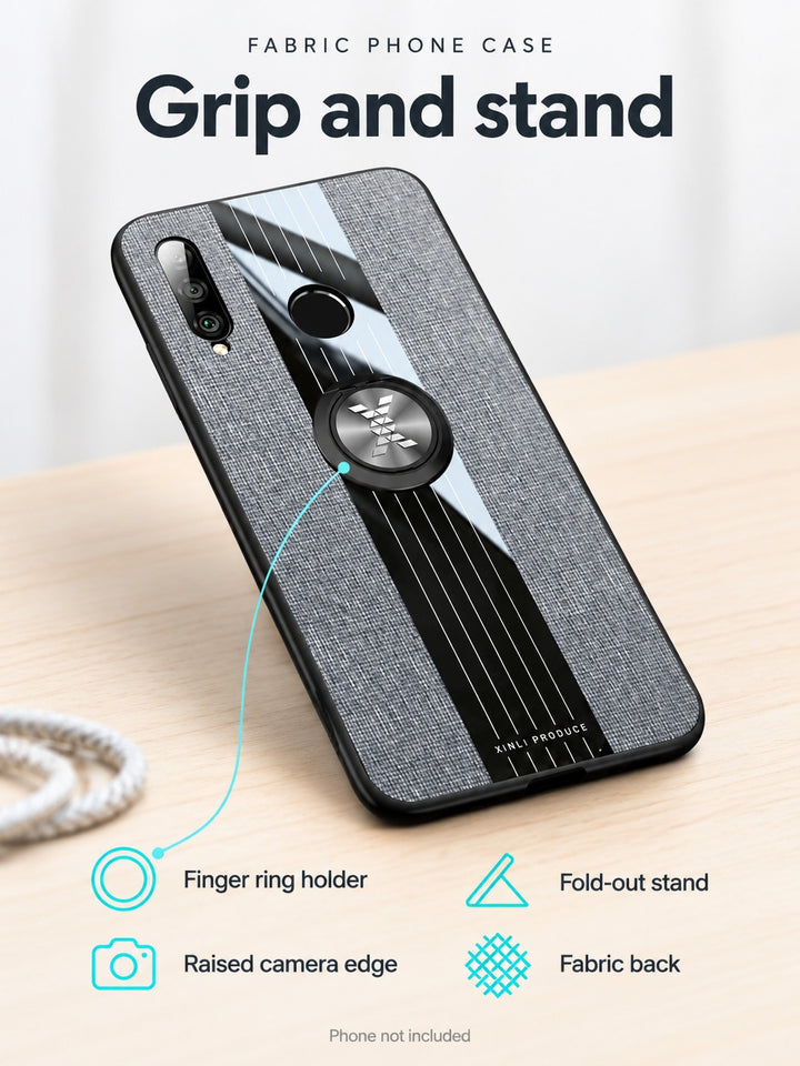 Fabric Phone Case with Ring Holder for Huawei P30 Lite