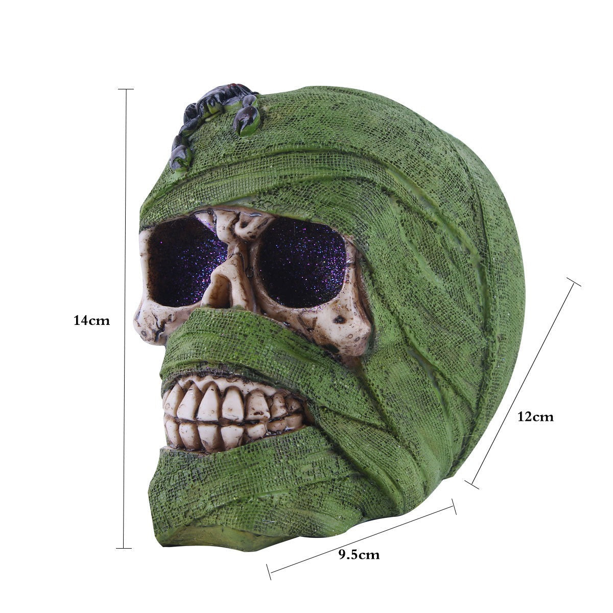 Wrapped Resin Skull Ornament for Dramatic Gothic Decor